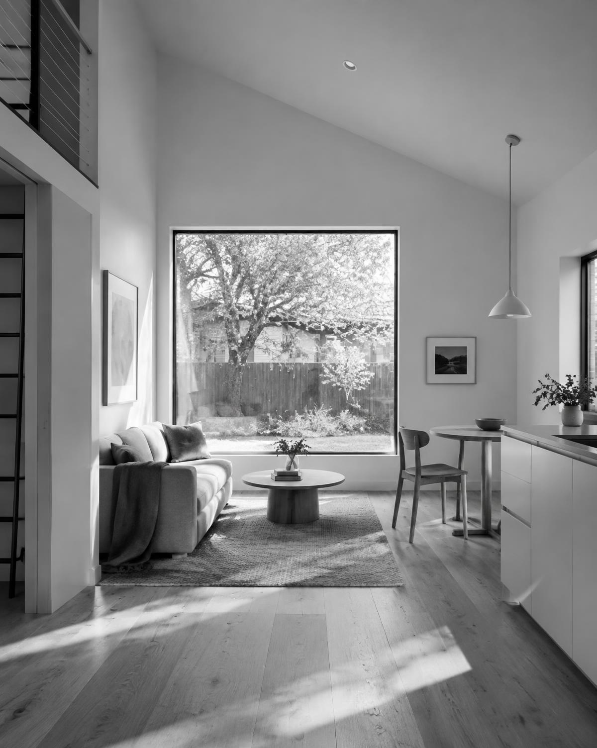ADU interior with a large window